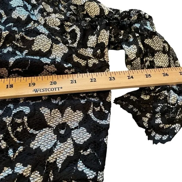 Pennington’s Cocktail Lace Floral Silver/White/Black Stretchy Dress-Size 1X - Picture 7 of 14